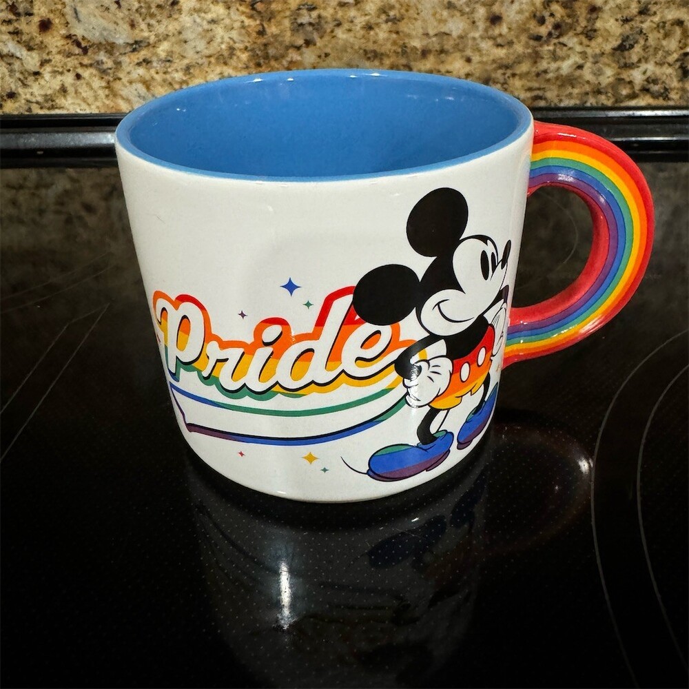 Disney Parks Pride Mickey Mouse Rainbow Handle Mug 17 oz